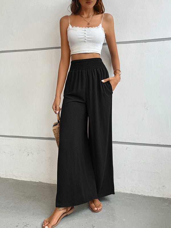 New casual solid color flared wide - leg pants - Bottoms